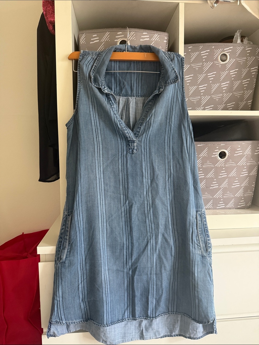 Bella Dahl Blue Striped Sleeveless Midi Dress